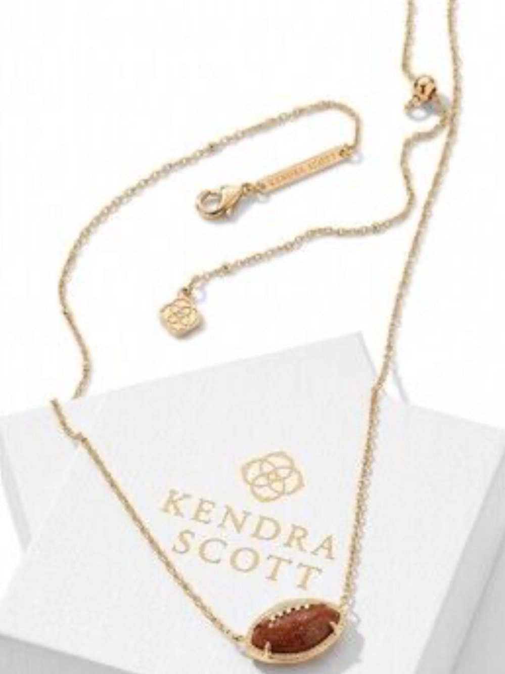 Kendra Scott Football Short Pendant Necklace Gold & Brown